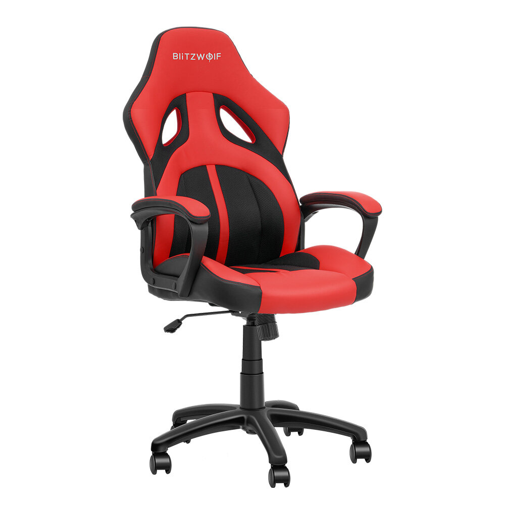 BlitzWolfÂ® BW-GC3 Gamingstoel in racestijl PU + mesh Materiaal Rode kleur Gestroomlijnd ontwerp Verstelbare hoogte Verbrede stoel Thuiskantoor