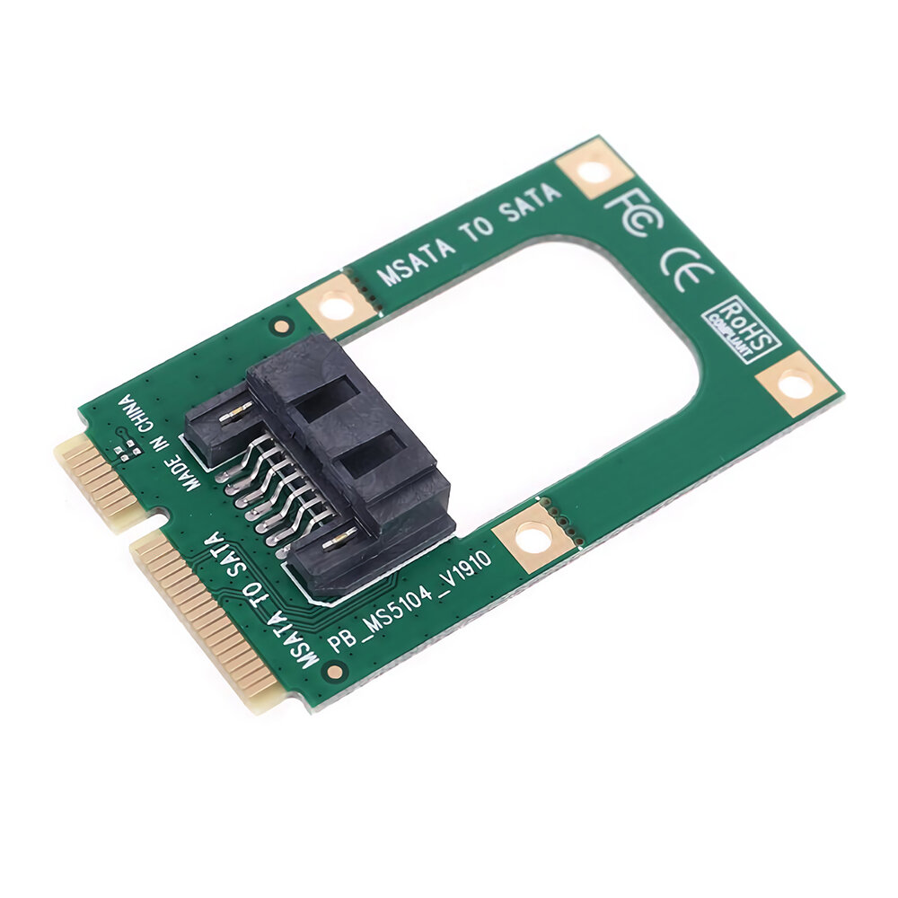 mSATA to SATA Expansion Card Hard Drive Adapter Card Mini SATA to 7pin SSD Converter with SATA Cable