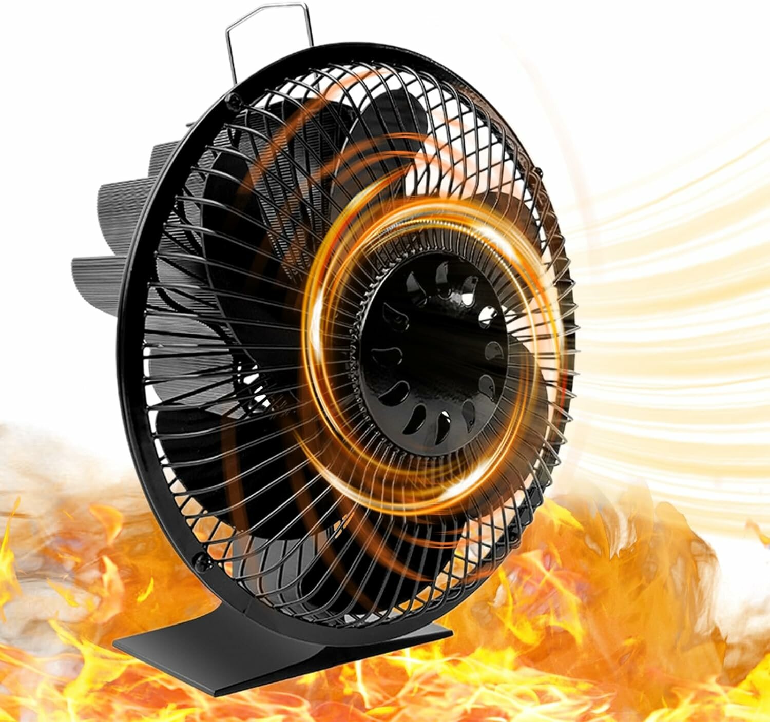 6 Blades Heat Powered  Stove Fan With Cover Fireplace Wood Powered Eco-Friendly Fan Portable Heater Efficient Heat