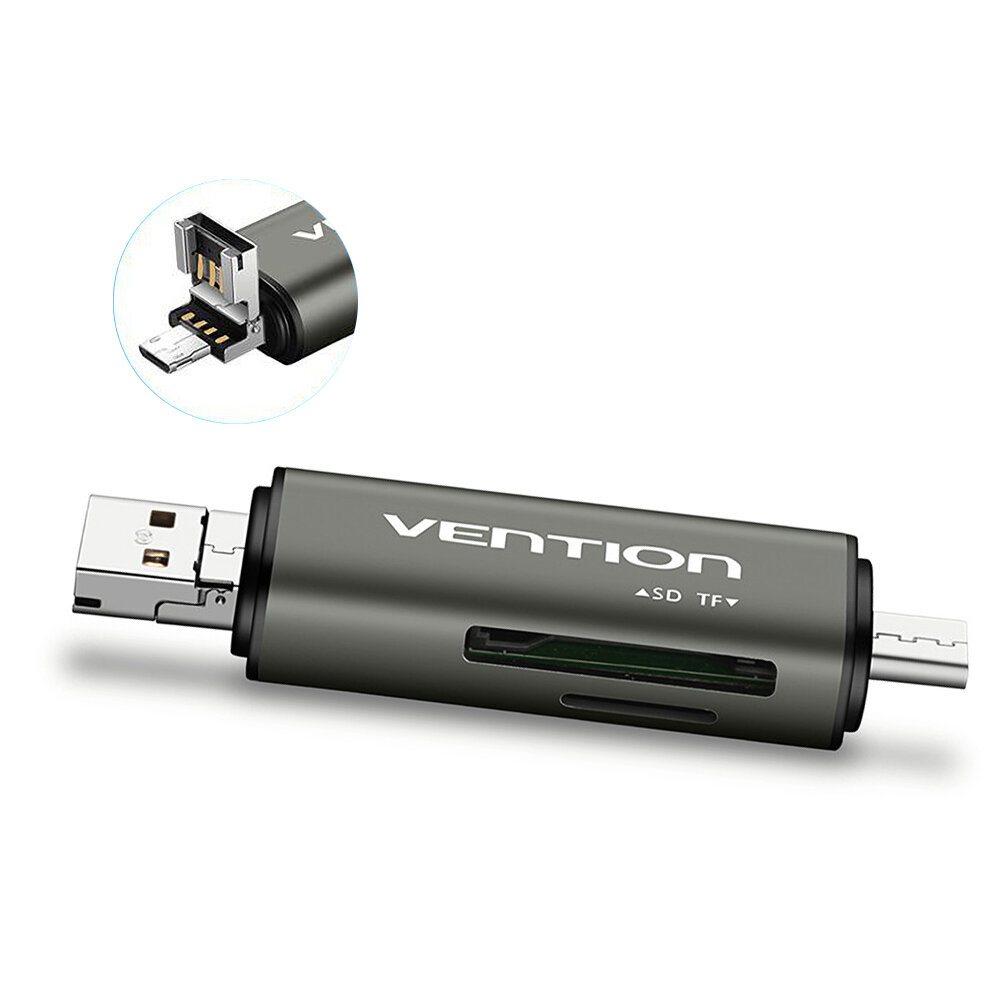 

Vention CCHH0 3 в 1 Type-C / Micro USB / USB3.0 SD TF Card Reader 5 Гбит / с SD TF адаптер для карт памяти Поддержка фун