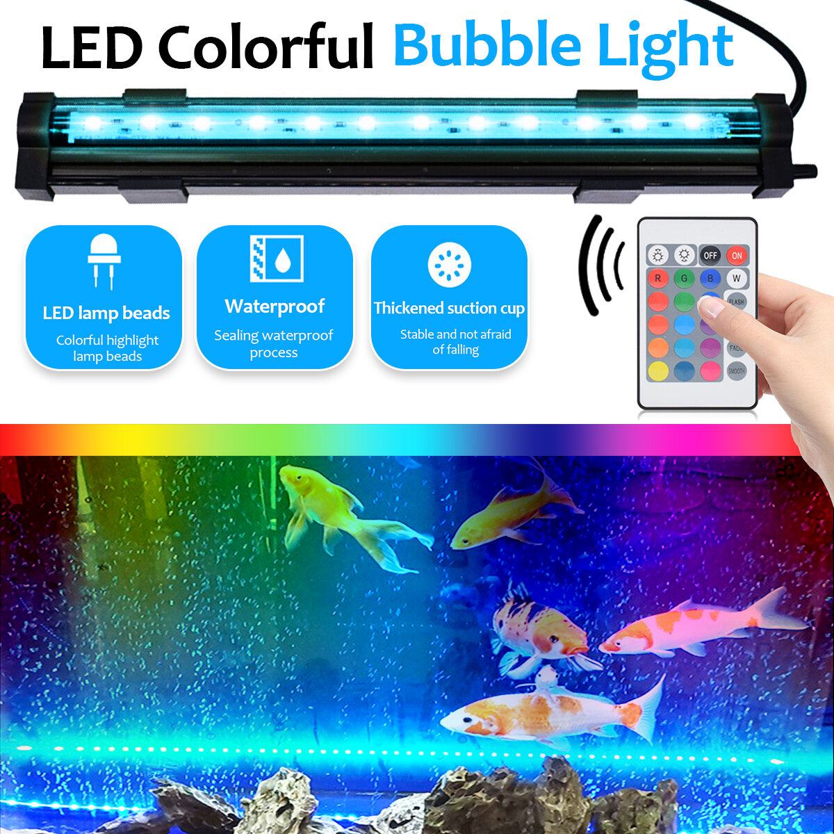 Fish Aquarium Tank Onderwater Onderwater RGB Kleurverandering LED Luchtbel Licht