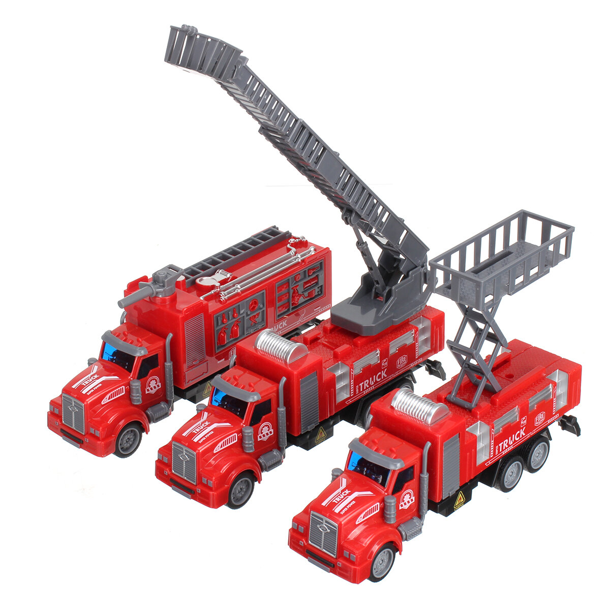 1: 48 Red Ladder / Sprinkler / Lifting Platform Long Head Return Fire Truck