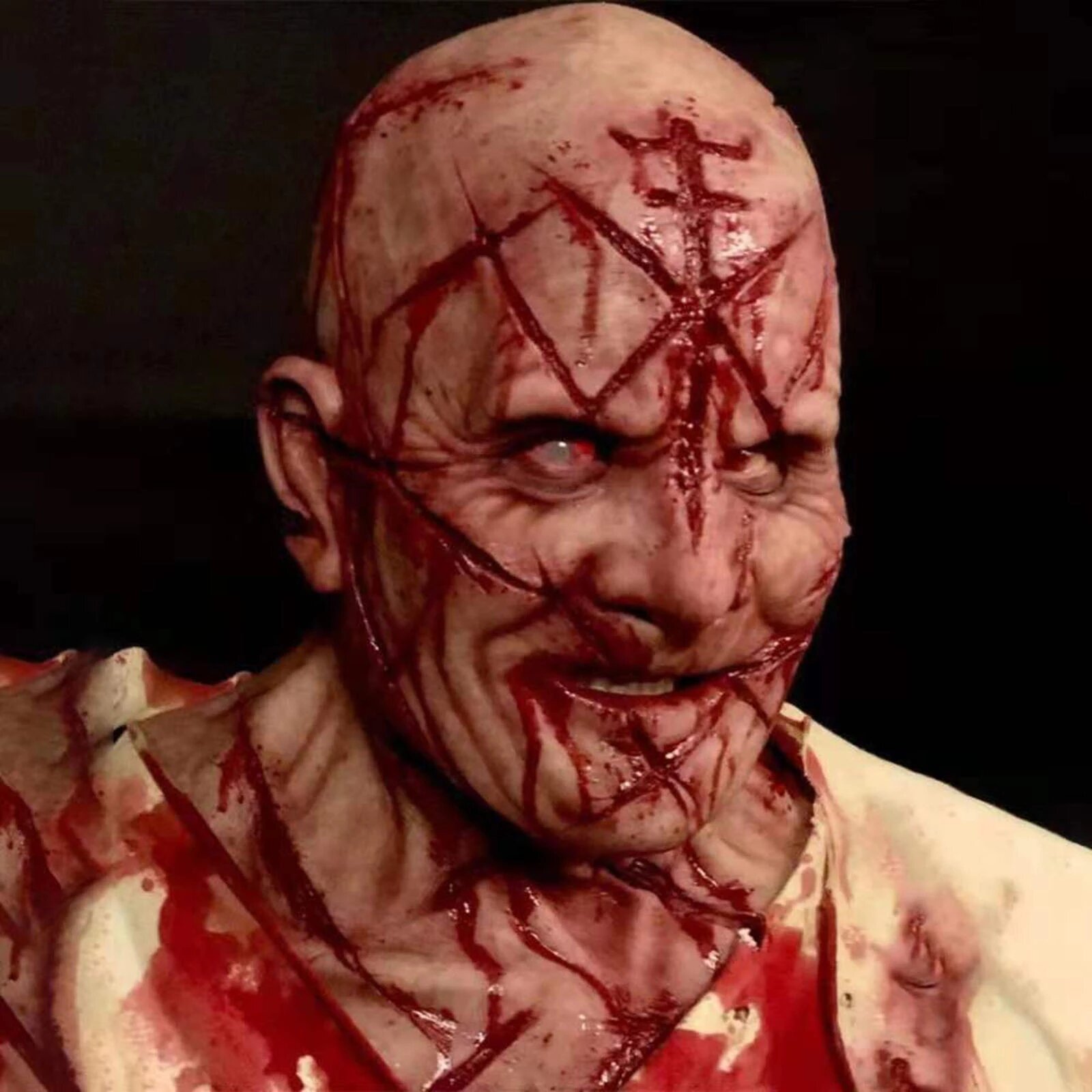 

Хэллоуин Маска страшный лысый кровавый шрам Маска 3D реалистичный Латекс дышащий ужас кровавый головной убор