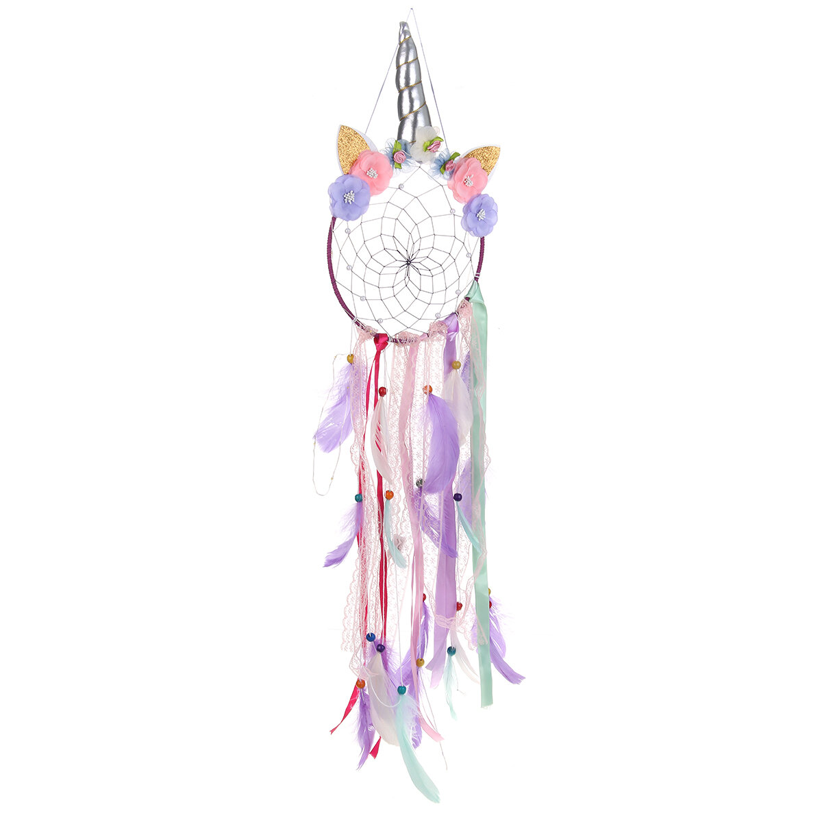 LED Dream Catcher Unicorn Feather ornamenten handgemaakte wanddecorateur thuiskantoor