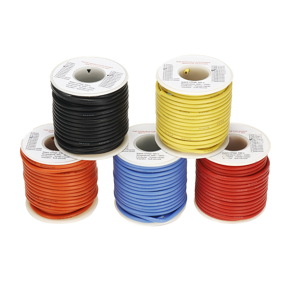 EUHOBBY 14m 14AWG Soft Silicone Line High Temperature Tinned Copper Wire Cable for RC Battery