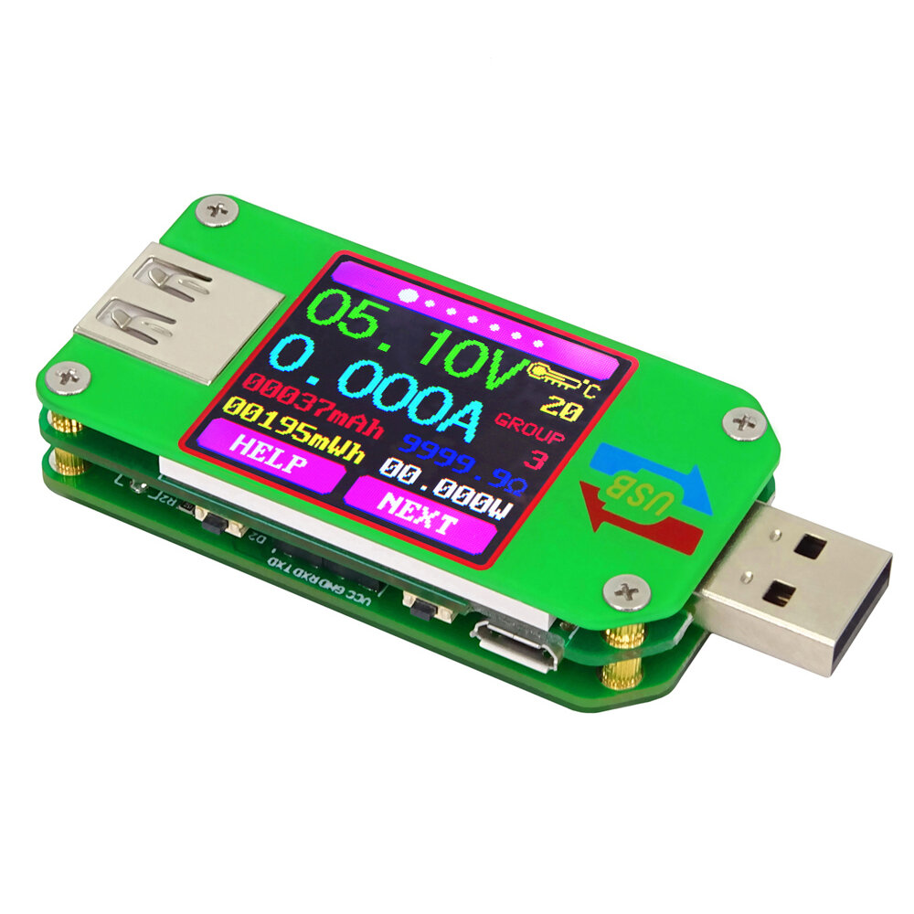 RIDEN? UM24/UM24C USB 2.0 LCD-kleurenscherm Tester Spanning Stroommeter Voltmeter Amperimetro Batter