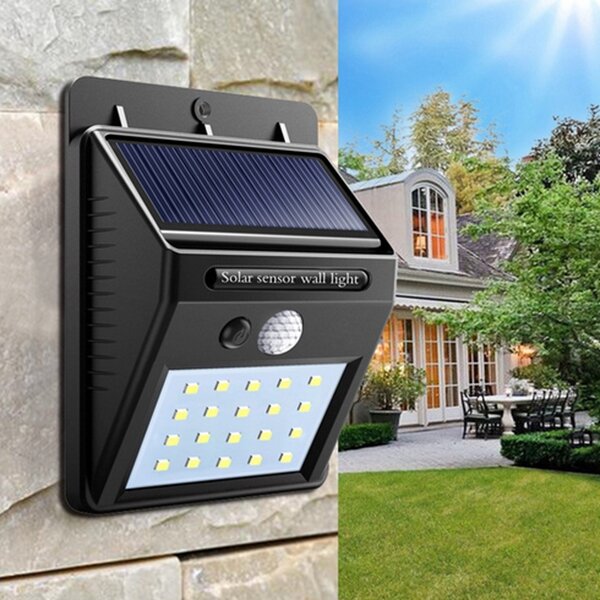 Solar Waterproof 58LED Light PIR Motion Sensor Outdoor Garden Yard Wall Lamp 