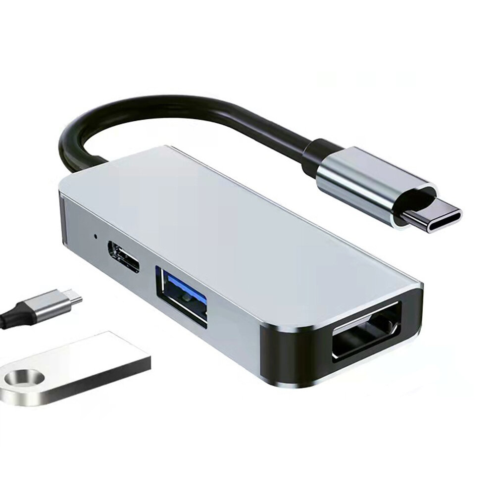 Mechzone 3 in 1 Type-C Docking Station USB-C Hub Adapter met USB3.0 USB-C PD 87W 4K HDMI-Compatibel 