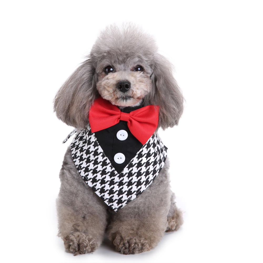 Formal Dog Bow Ties Tuxedo Bandana Collar with Bowtie Adjustable Neckerchief for Party