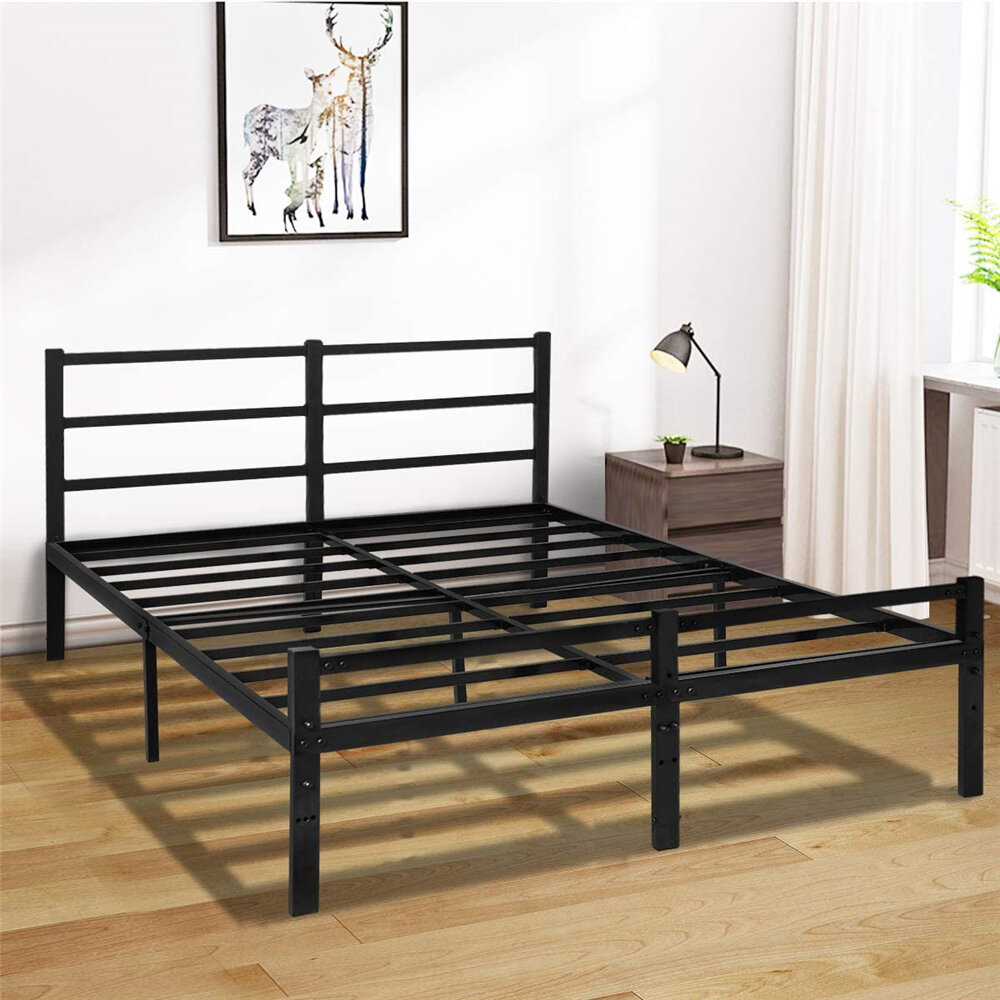 Full Bed Frame With Headboard 14 Inch, King Bed Frame With Headboard No Box Spring Required