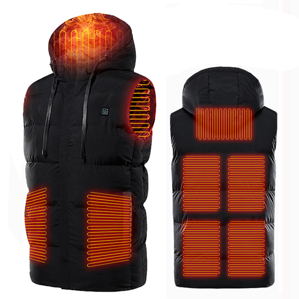 

7 Heating Pads Electric Heated Vest USB Charging Winter Warm Jacket Unisex Hooded Coat Clothing Intelligent Constant Tem