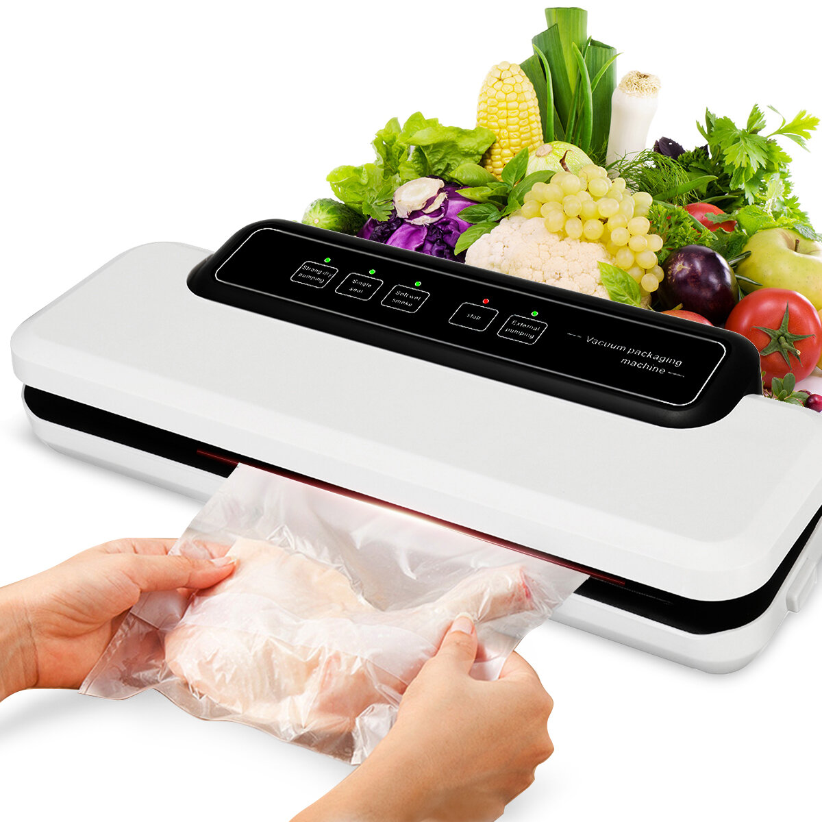 110W Electric Vacuum Sealer Machine Automatic Food Vacuum with 10pcs Storage Bags for Household Packaging Machine