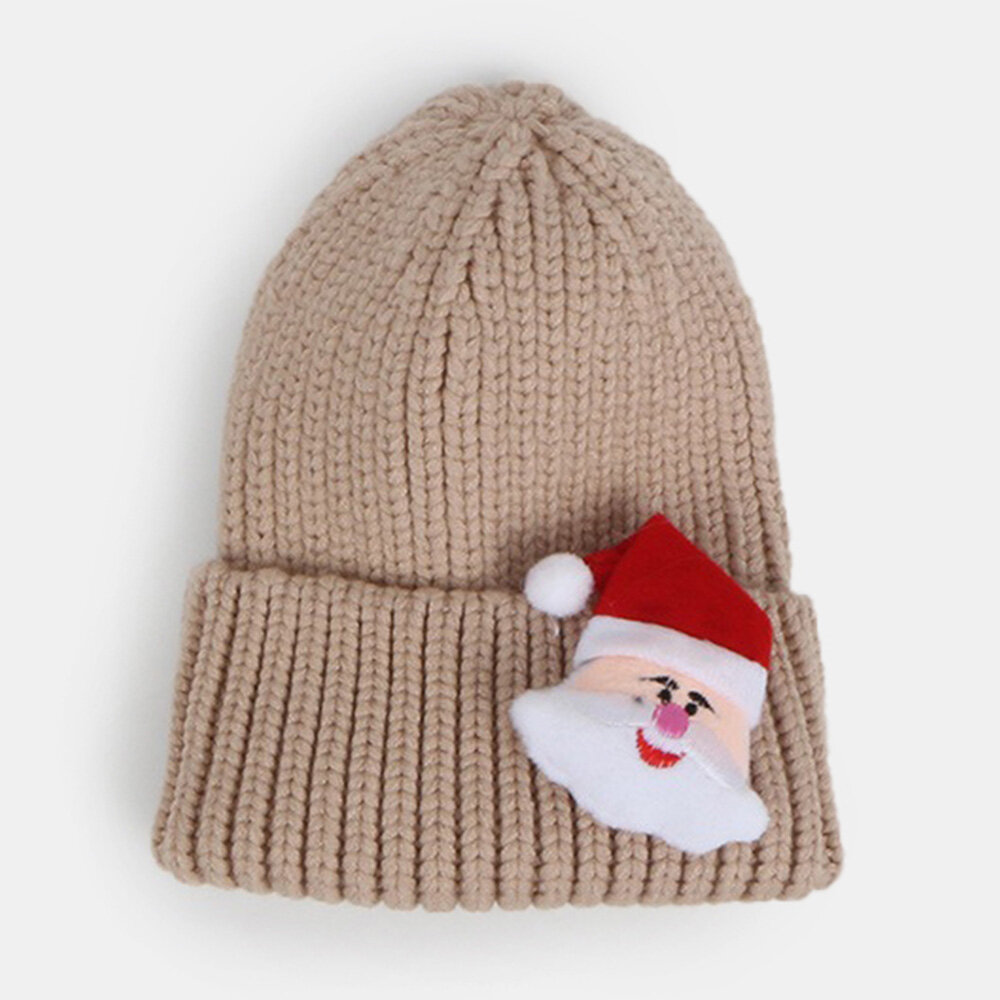 Men Knitted Hat Christmas Cartoon Decoration All-match Warmth Brimless Beanie Hat for Women