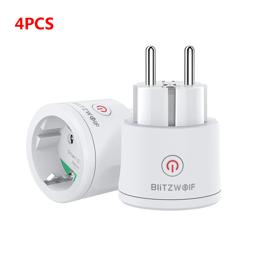 

[4 PCS] BlitzWolf® BW-SHP10 3680W 16A Smart WIFI Socket EU Plug Switch Metering Remote Controller Timer Work with Alexa