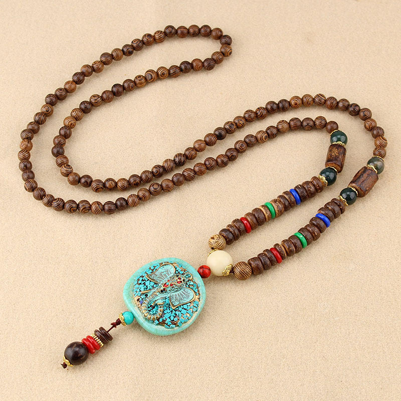 Ethnic Blue Beads Necklace
