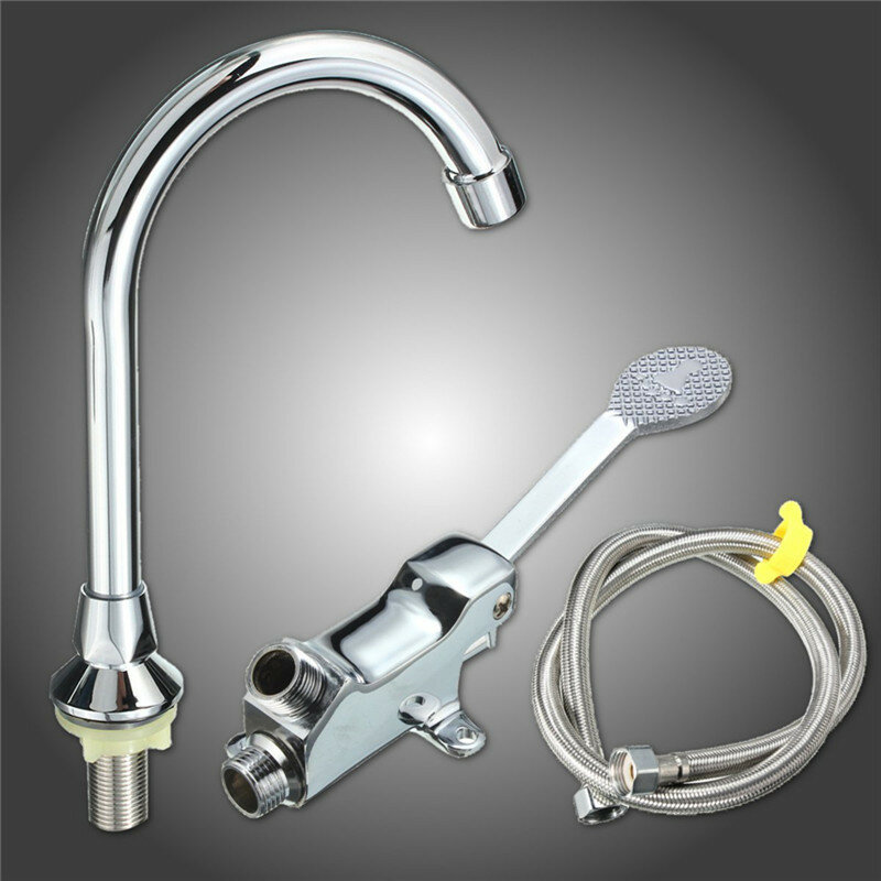 

Switch Control By Foot Pedal Valve Basin Faucet Copper Vertical Sink Tap For Home Laboratory Medical With 1M Flexible Ho