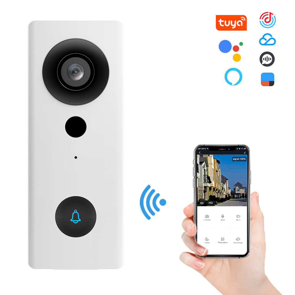 

Tuya Smart 1080P Full HD Wireless Video Doorbell Camera Two- way Audio Works with Alexa Google Home DC12V