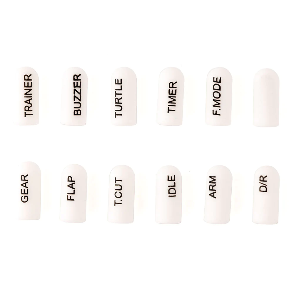 White Short 12pcs Radiomaster Labeled Silicon Switch Cover Set
