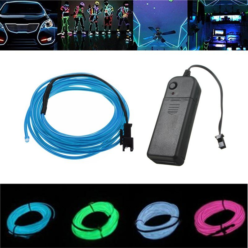 Batterij aangedreven 3M 8 kleuren flexibel buigbare Neon EL Wire Light voor Dance Party Decor DC3V
