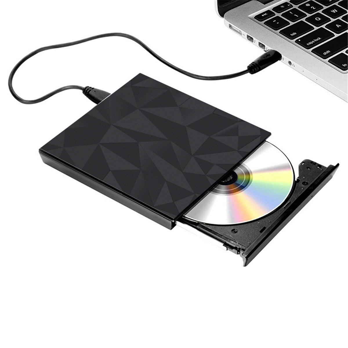 Portable USB 3.0 Black Tray Type External DVD-RW Max.24X High-speed Data Transmission for Win XP Win 7 Win 8 Win 10 Mac