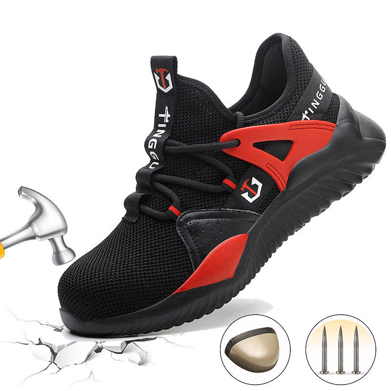 Chaussures de sécurité unisexes bottes de travail à bout en acier chaussures de course respirantes anti-crevaison marche randonnée jogging baskets