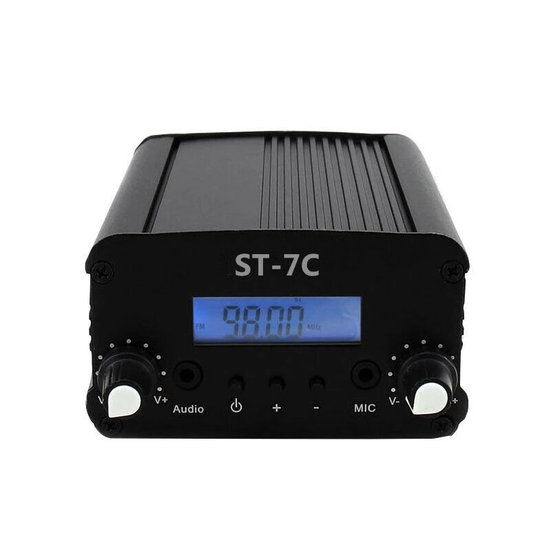 

ST-7C 1W/7W 76-108MHZ Stereo PLL FM Transmitter 76-108MHz Broadcast Radio Station BNCTNC Connector LCD Display