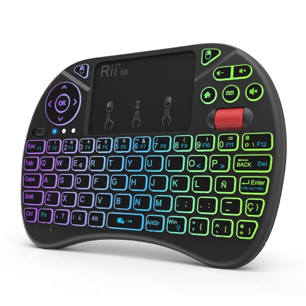 

Rii X8 2.4G Wireless Mini Keyboard with Touchpad for TV Box Smart TV PC Color LED Backlit Li-ion Battery for TV Box PC