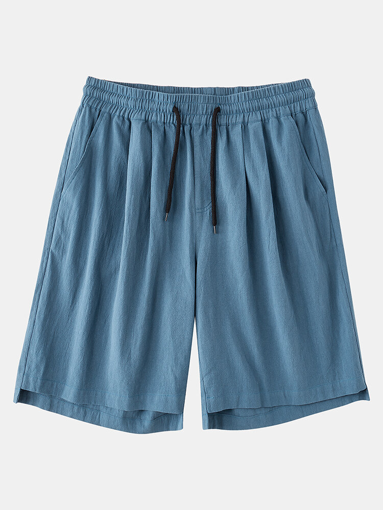 

Mens Casual 100% Cotton Breathable Pockets Drawstring Fit Comfy Shorts