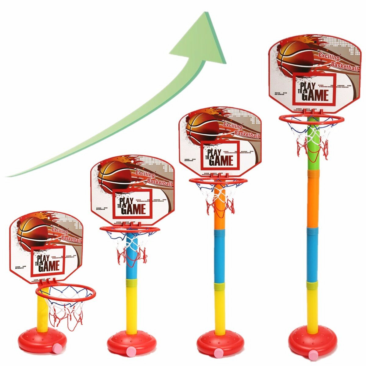 4-Gears Height Children 's Outdoor / Indoor Liftable Basketball Stand Set With Basketball + Pump Home Fitness Kids Toys