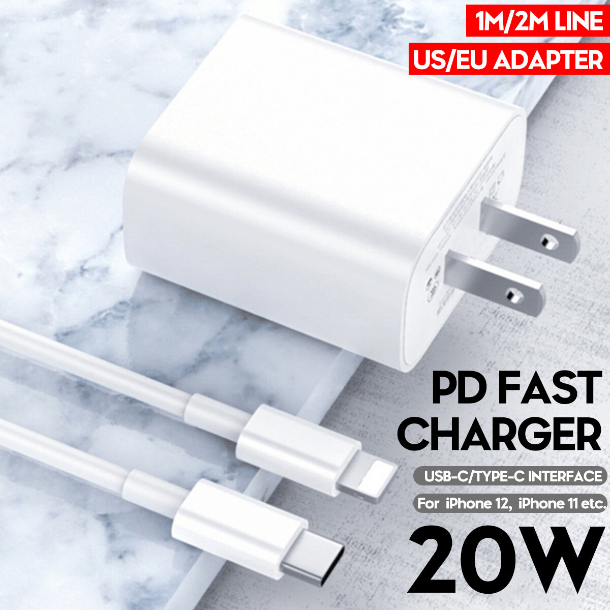 

Bakeey 20W USB C Charger Travel Charger Adapter USB-C PD for Lightning Data Cable Fast Charging iPhone 12 Pro Max Mini