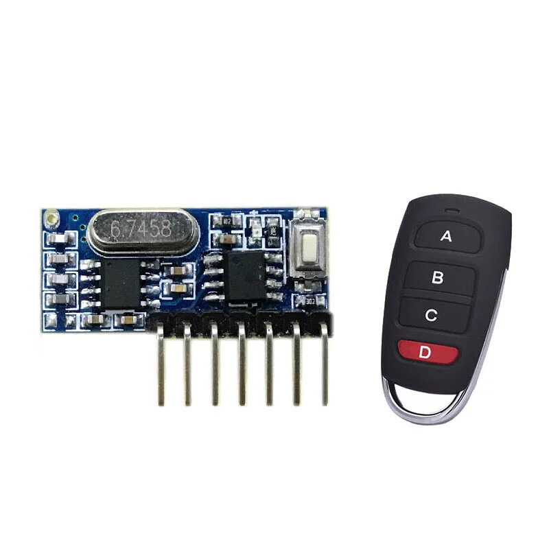 

GERMA RF 433mhz Transmitter 4 Button Remote Control + Receiver Module Fixed EV1527 Decoding 4CH Output with Learning DIY