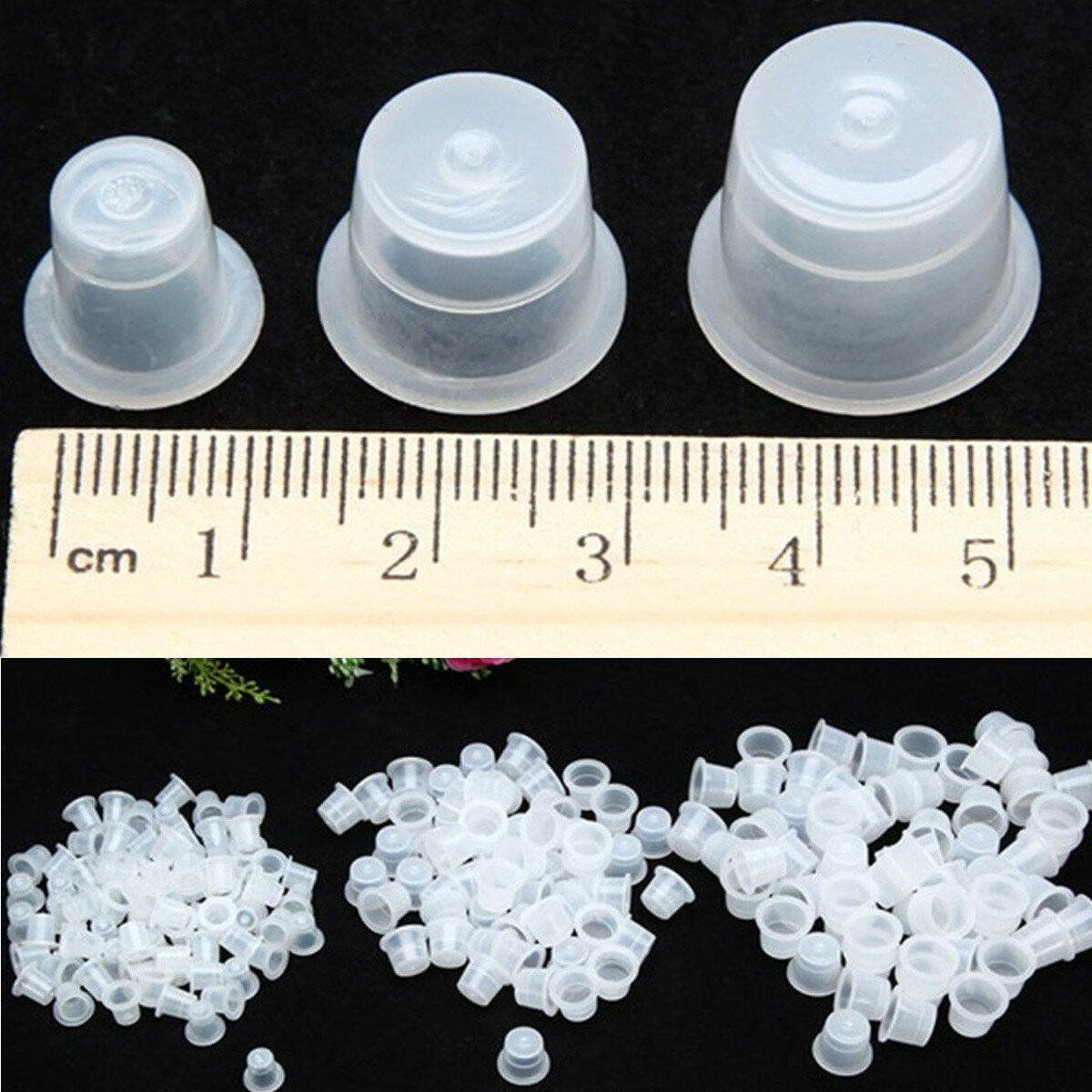 100pcs Plastic Tattoo Ink Cups Caps Holders Supplies 3 Size