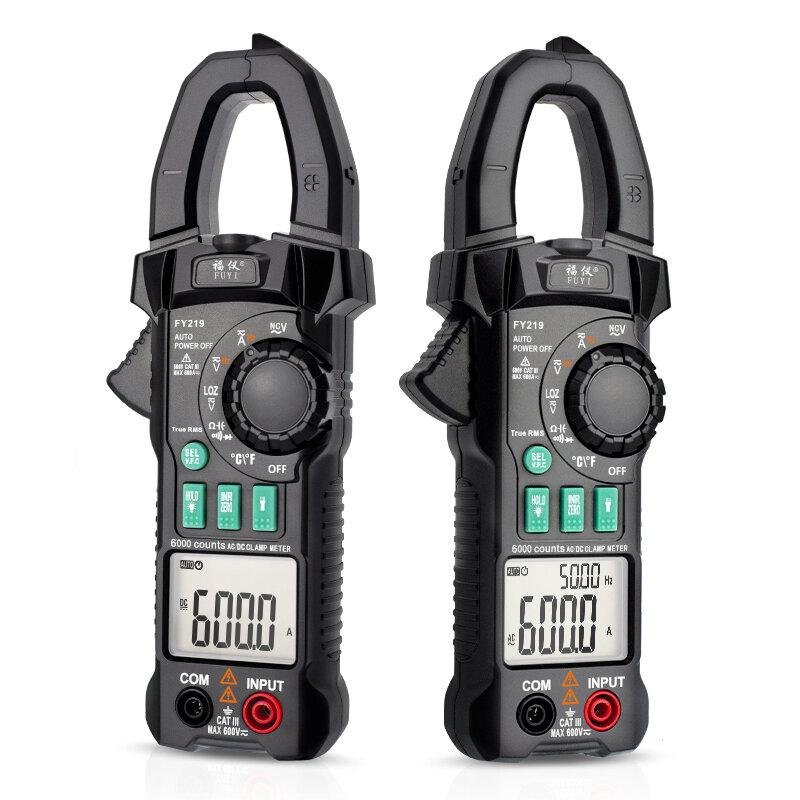FUYI FY219 Double Display AC/DC True RMS Digital Clamp Meter Portable Multimeter Voltage Current Meter Inrush Current V.