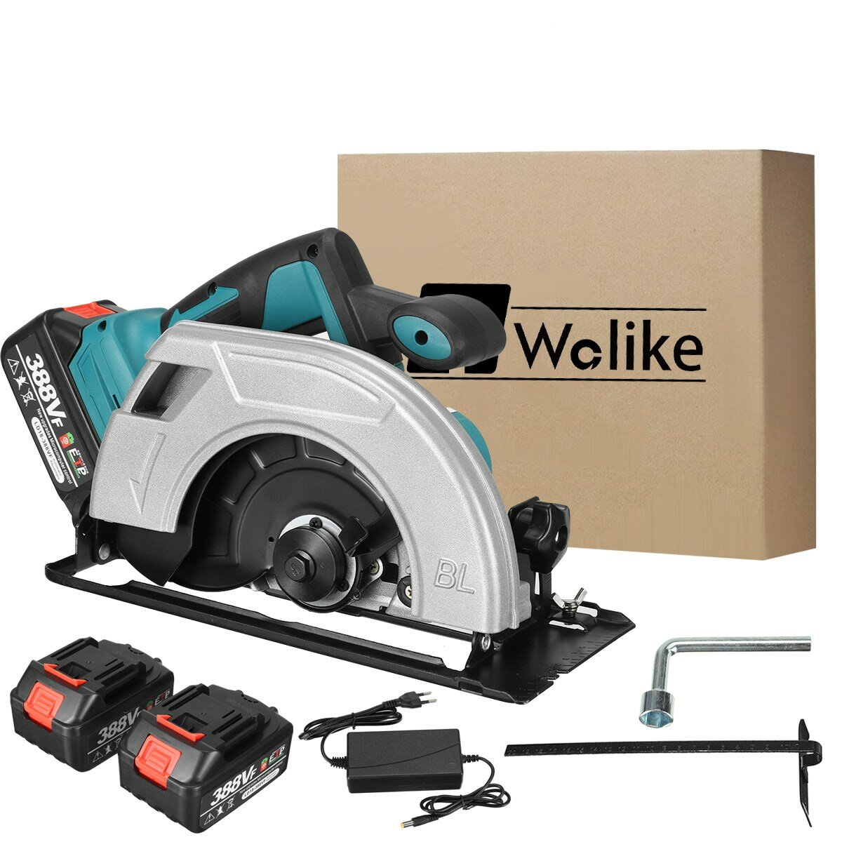 1200W Cordless Brushless Motor 185mm Circular Saw Handsaw with 1/2 18V Li-ion Battery