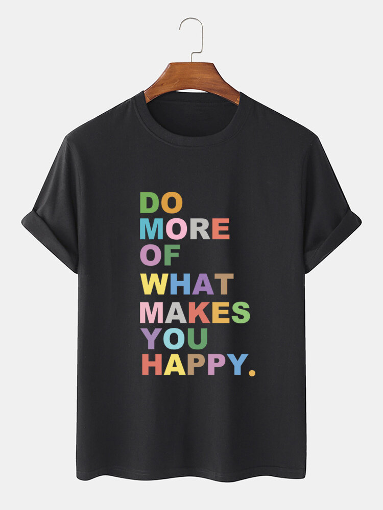 100 Cotton Colorful Slogan Print Short Sleeve Breathable T Shirts