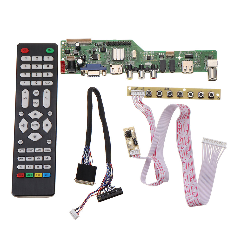 Digital Signal M3663.03B DVB-T2 Universal LCD TV Controller Driver Board TV/PC/VGA/HDMI/USB+7 Key Bu
