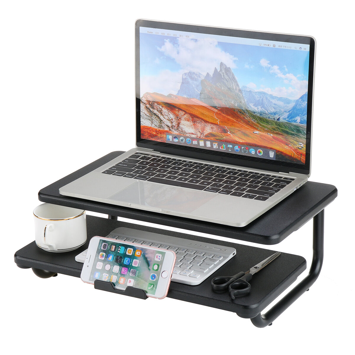 Στα 27.76 € από αποθήκη Τσεχίας | Multifunction Double-Layer Monitor Riser Macbook Desktop Stand Organizer with Mobile Phone Holder