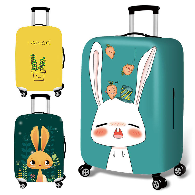 Honanaかわいい漫画のウサギの弾性荷物カバートロリーケースカバー耐久性のあるスーツケースのプロテクター18-32インチのケースのための暖かい旅行アクセサリー от Banggood WW