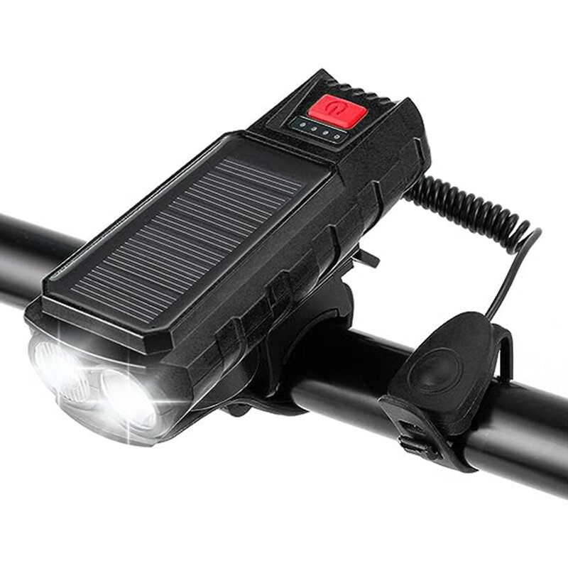 

Solar Charging Bike Headlight 400Lm Brightness 200m Distance Range 2000mAh Battery Waterproof 3 Light Modes Warning Flas