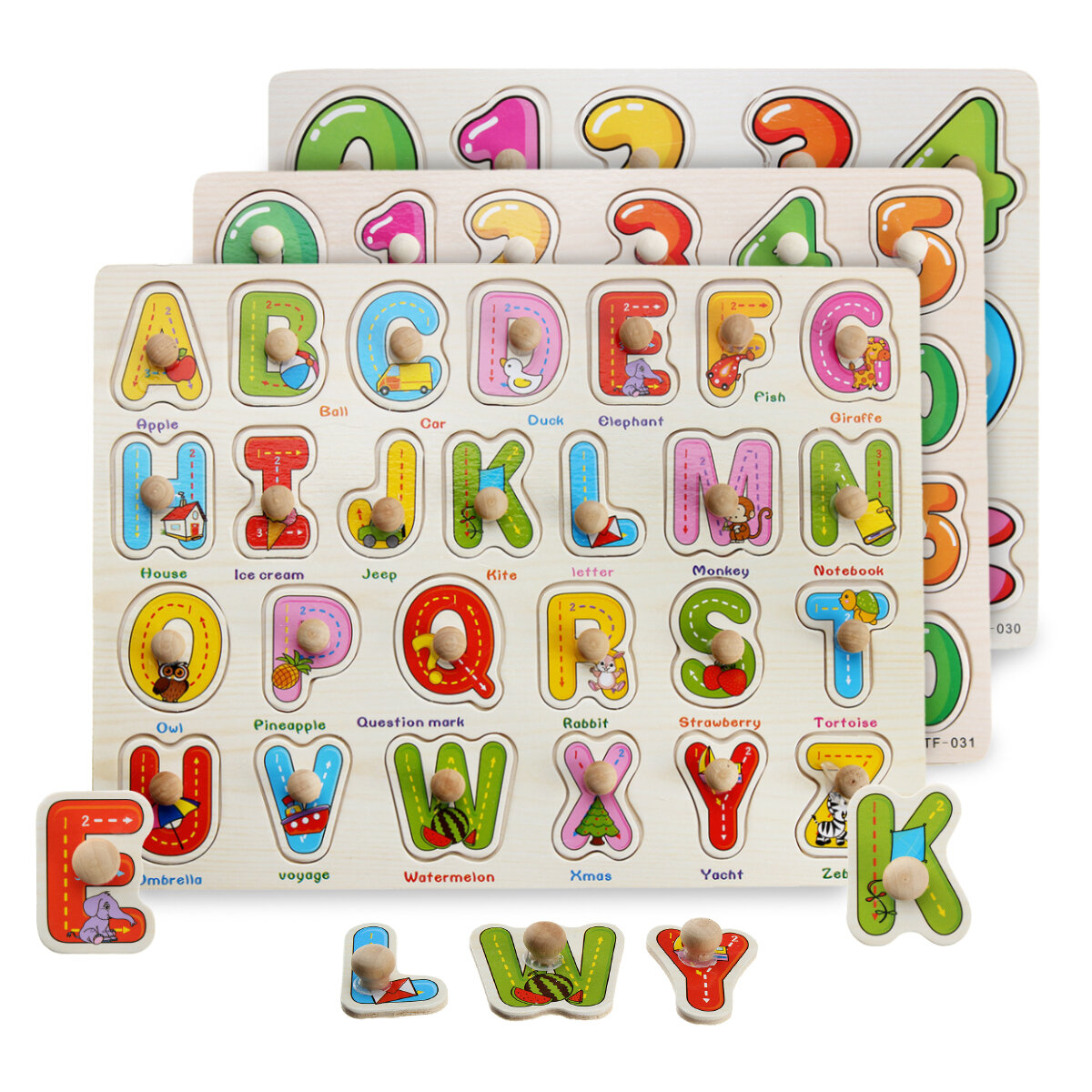 Kleurrijke houten alfabet / wiskunde / nummer puzzel Toy Intelligence Early Education Toys
