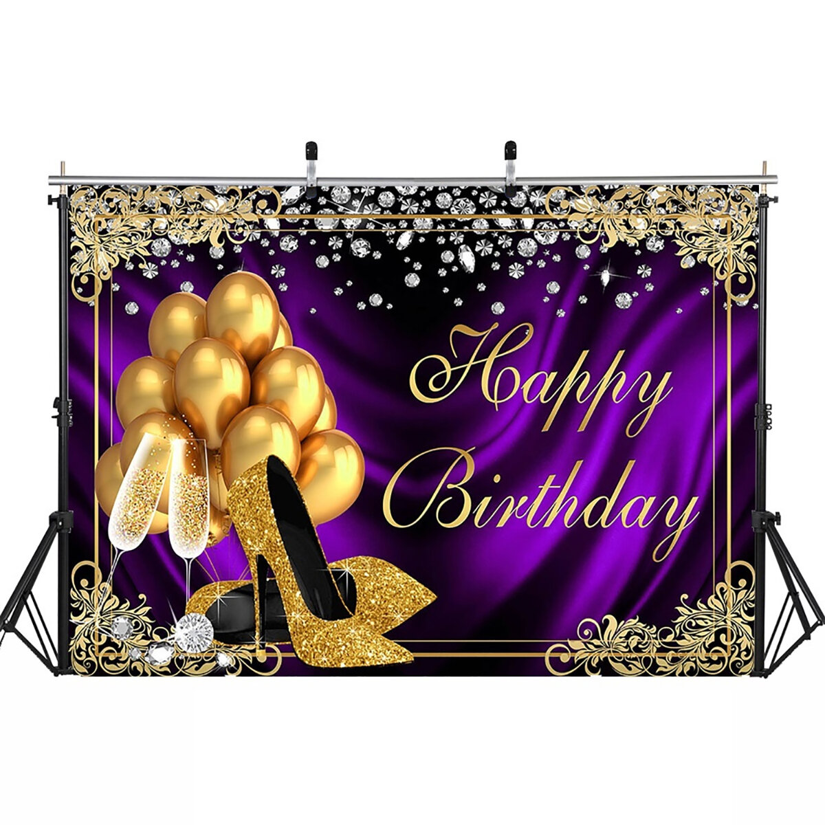 Glitter Adult Birthday Party Background Photography Cloth Balloon High Heels Diamond Background Photo, Banggood  - buy with discount