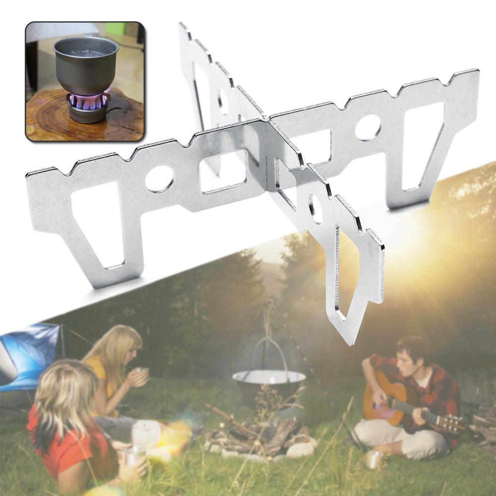 Outdoor Camping Stainless Steel Alcohol Stove Stand Cross Rack Holder Cooking Burner Support Frame