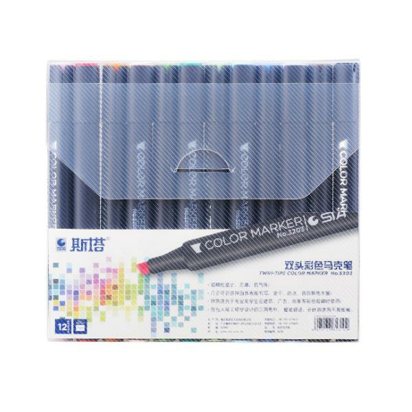 STA 3203 Marker Black Rod White Rod Gel Pen Standard Set 12 24 36 48 60 Box Hand-painted Design, Banggood  - buy with discount