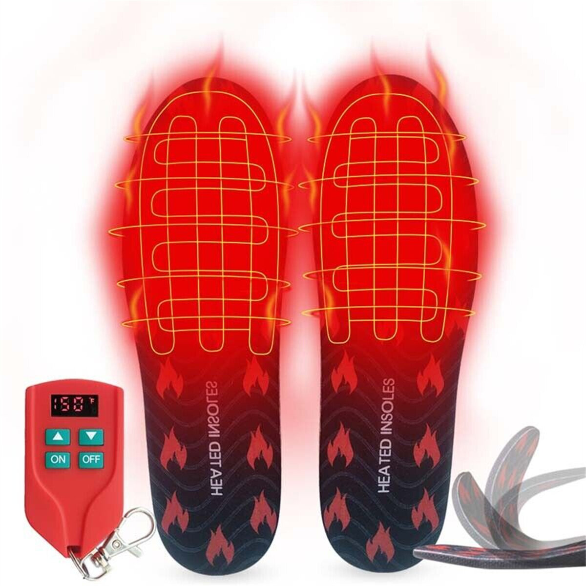 Winna fűthető cipőbetétek állítható hőmérséklettel, USB-ről újratölthető téli talpbetét lábmelegítő vezeték nélküli távirányítóval a szabadban