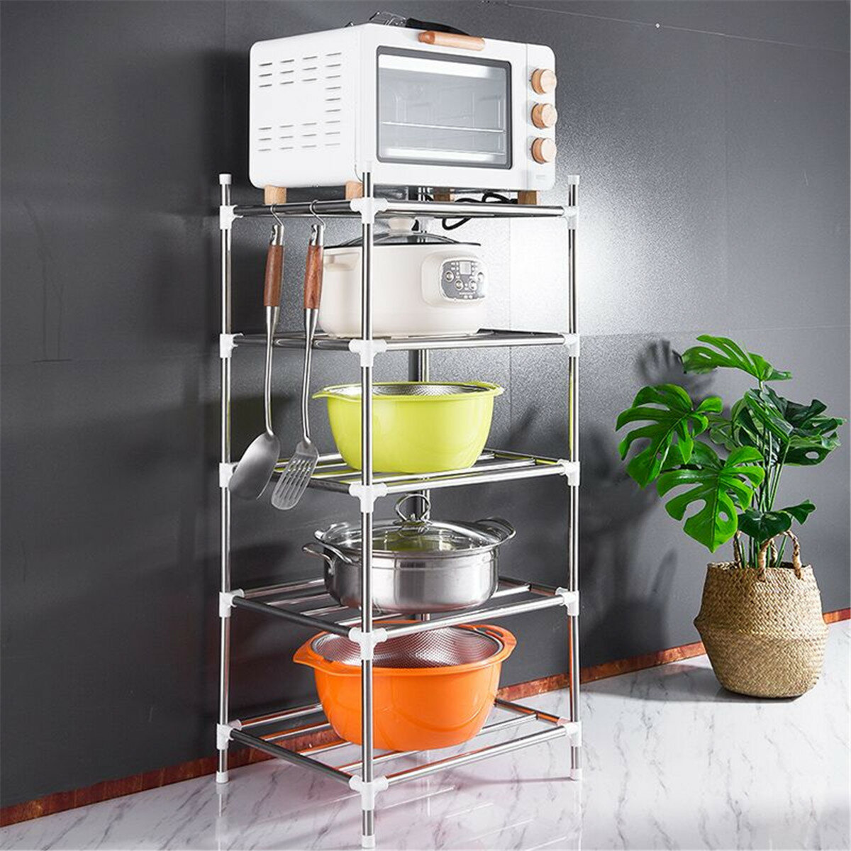 

201 Stainless Steel 5 layers Landing Storage Rack for Home Kitchen Shelf Arrangement Tool