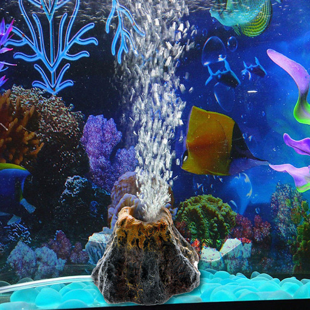 Volcano Shape Aquarium Fish Tank Decor Oxygen Pump Air Bubble Stone Air Pump Drive Fish Tank Decorat