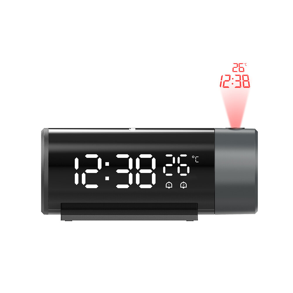 

Digital Alarm Clock LED Electronic Table Projector Watch Time Projection Bedroom Bedside Automatic Backlight 180° Rotati