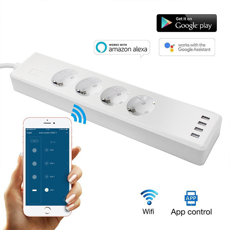 RSH Tuya Smart Wireless WiFi EU Power Socket European Standard Voice Control Work with Amazon Alexa