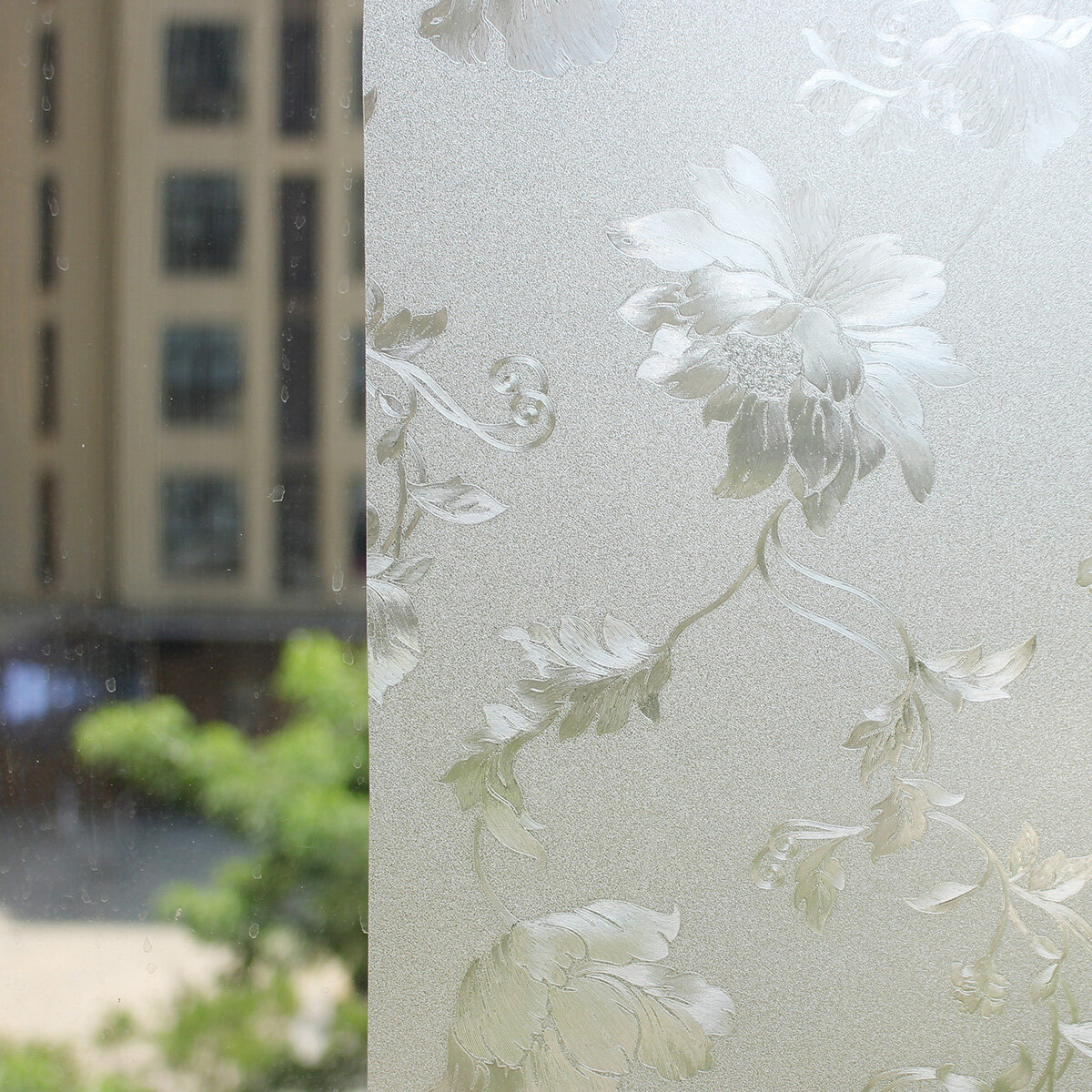 78,7 inch Flower 3D Window Glass Films Frosted Solid Color Home Privacy Glass Stick