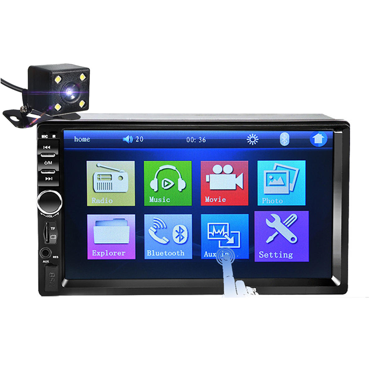 7/" Double 2DIN Car MP5 MP3 Player Bluetooth Touch Screen Stereo Radio HD Camera
